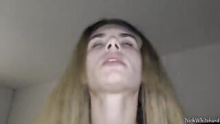 The guy fucks the pretty girl with a pink pussy and small tits hard