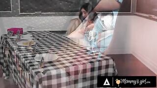 MILF bangs stepdaughter Chloe Surreal for cash at bake sale