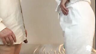 The nurse visits the patient with erectile dysfunction issues in this exclusive Italian anal sex scene