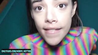 Petite teen Harmony Wonder gets her throat railed and facialized