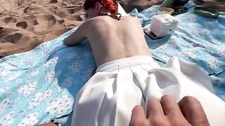 Public sex on the beach with a cute 18-year-old girl