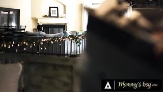 Rachael Cavalli, busty MILF, seduces stepson by rubbing her tits