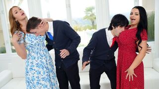 The stepsons are training with their sexy stepmoms to be able to talk to girls
