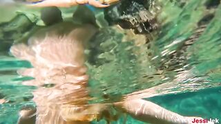 Underwater anal sex with blonde babe JessiJek on the beach
