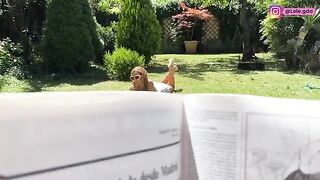 A couple has anal sex in the garden with a special butt plug