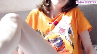 A girl was caught in bed with a sex machine, indulging in her fantasies