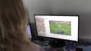 A young gamer girl got her pussy railed while playing video games