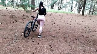 A beautiful brunette got lost in the forest and had to rely on someone for help
