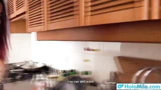 The guy fucked the big tits of his stepmom Mila Garcia roughly in POV