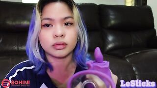 Playful Filipina beauty Tina Slick made her pussy wet using a vibrator