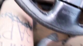 A young girl gets horny in the backseat of an Uber and masturbates wildly