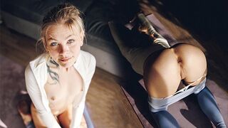 Petite girl gets her pussy railed while wearing yoga pants