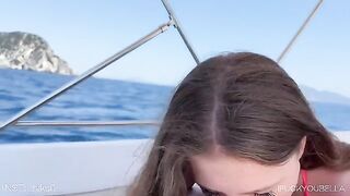 A girl was fucked by her friend on a yacht while the guy was away
