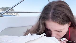 A girl was fucked by her friend on a yacht while the guy was away