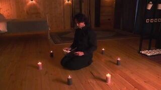 A priest exorcises a demon from a hot body of a milf