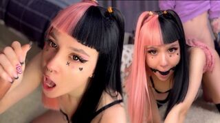 An emotional hot girl with a tight ass was fucked with a gag in her mouth
