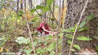 A little girl in a red riding hood dress is being fucked by a big man
