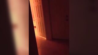 The red-haired girl fucks in front of her house, attracting a voyeur