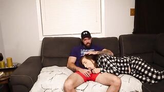 My stepmom is crazy, but she allows a risky blowjob