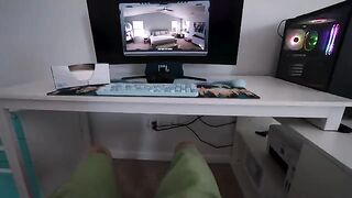 Guy using a drone to spy on his stepbrother while he masturbates
