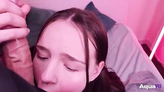 Schoolgirl took a dick in her mouth and swallowed it
