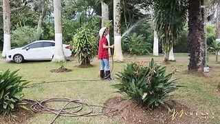 The gardener fucked two horny friends, including the stunning Mariana Martix