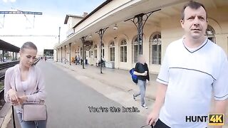 The hunter meets a cute girl at the train station and offers her money for sex