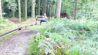 A hot jogger got fucked outdoors by two guys in the woods