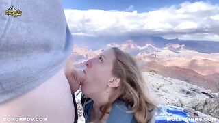 Epic hiking fucking with blonde amateur on cliff top