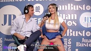 The guy caressed her sweet pussy with a sex machine, she came hard