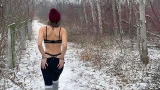 A wife gets her pussy filled with cum by two guys in the snow