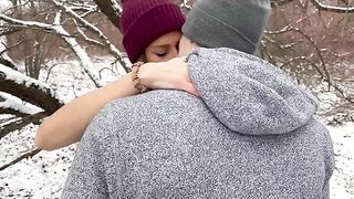 A wife gets her pussy filled with cum by two guys in the snow