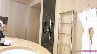 Redhead babe Leah Meow gets fucked by Johnny Sins in a hotel room