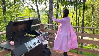 Sexual big tits MILF is riding cock in public place in POV style