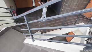 Latina model fucked hard in elevator and toilet by agents