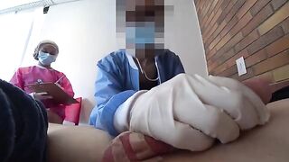 Two wild nurses are eager to see my cock. Public Flashing Frenzy
