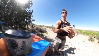 Babe fucked on the bonnet of Volkswagen Rabbit at the hot springs