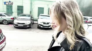 A blonde girl is fucking with a stranger without condoms