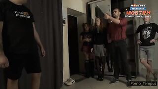 Hot Russian teacher fucks students in a steamy orgy scene