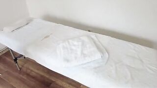 A masseur with pervert fantasies massages a young girl while her husband waits outside