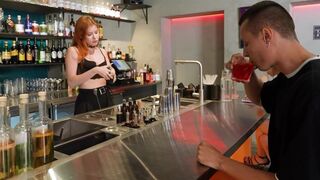 The hot bartender served not only drinks but also sex
