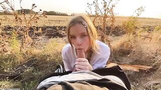 A blowjob from a sexy Russian teen in the forest park