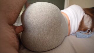 My step sister caught me jerking off and I fucked her through her leggings