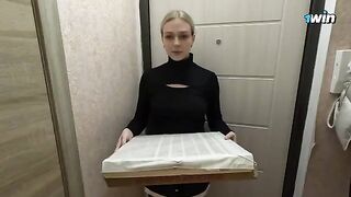 The hot delivery girl got her pussy worked and received a cumshot