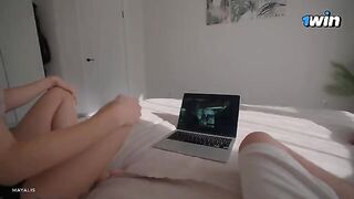 My step sister replaced the TV series with her tight pussy