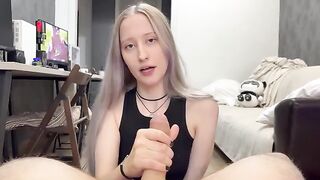 A cute silver-haired girl got a lot of cum in her pussy
