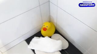Stepmom catches her stepson wanking his dick in the bathtub full of water