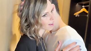 A sexy woman was fucked by two cocks and received a cumshot