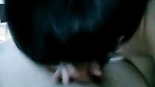 A drunk brunette woke up her husband with a blowjob, showcasing passion