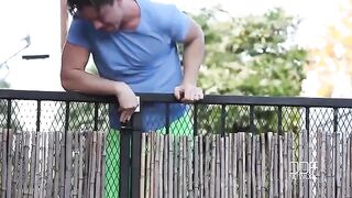 A neighbor is fucking busty brunette with natural big tits
